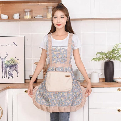 Waterproof Floral Apron for Kitchen Cooking Oil Protection