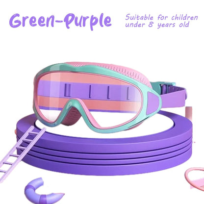 Kids Large Frame Clear Swim Goggles Waterproof Anti Fog - Halri