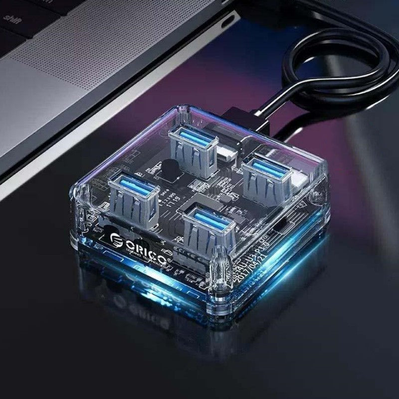 Clear Compact 4-Port USB 3.0 Hub Dock - Halri