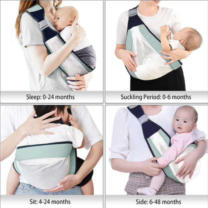 Adjustable Baby Wrap Soft Newborn Sling with Ergonomic Design, C-Shaped Back Support, Safe for Babies 1 Months+