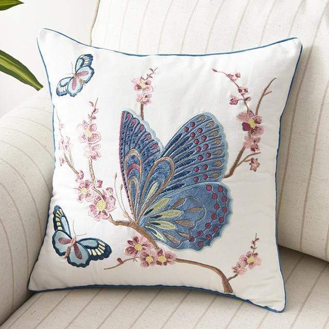 Coussin rustique brodé de style campagnard
