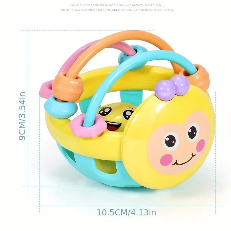 Baby Sensory Rattle Ball with Built-in Bell, Easy to Grip, Unisex Design, Safe for Age 1+