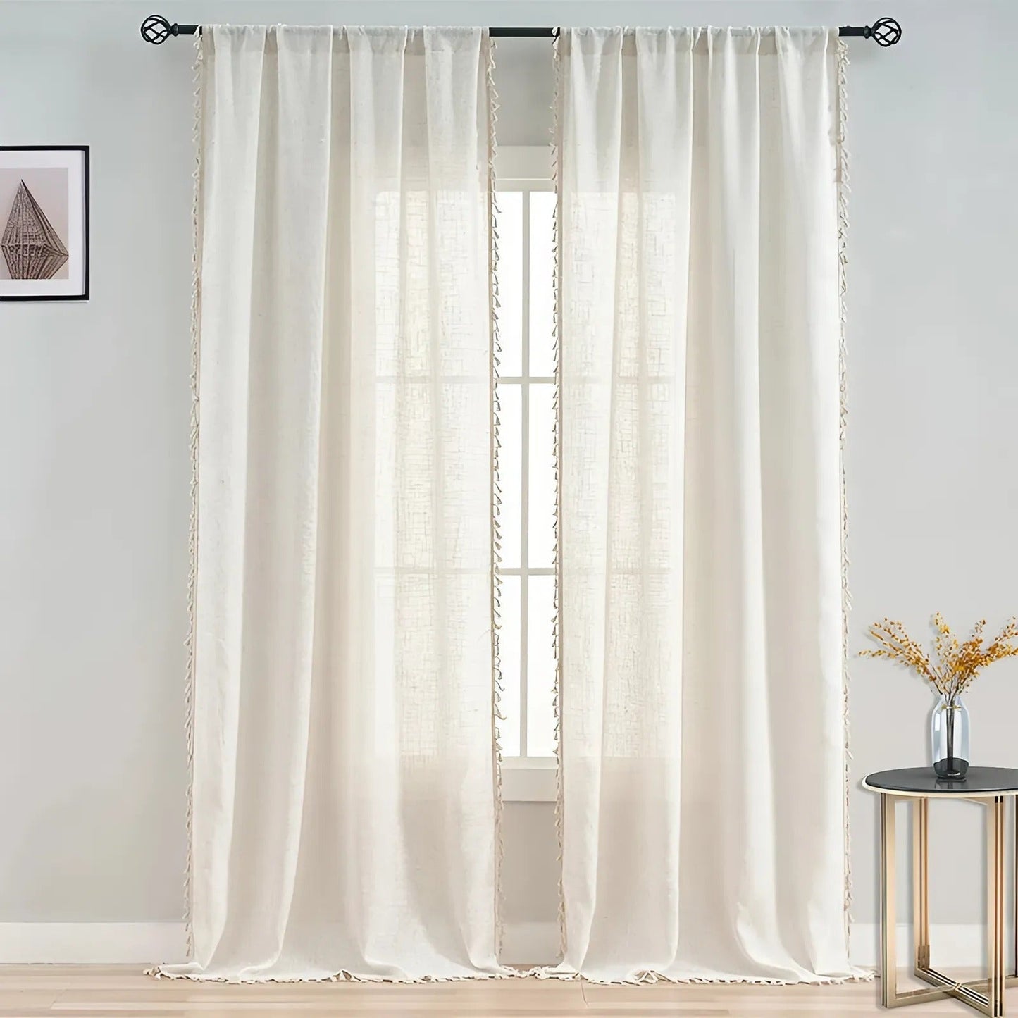 Natural Textured Semi Sheer Curtains - Halri