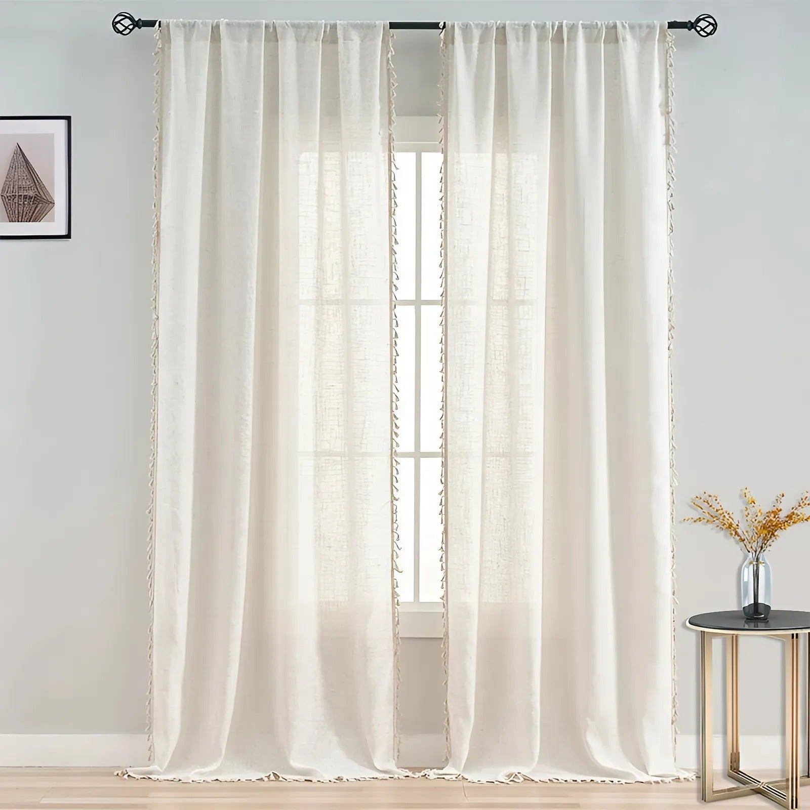 Natural Textured Semi Sheer Curtains - Halri