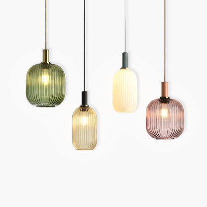 Modern Ribbed Glass Pendant Light