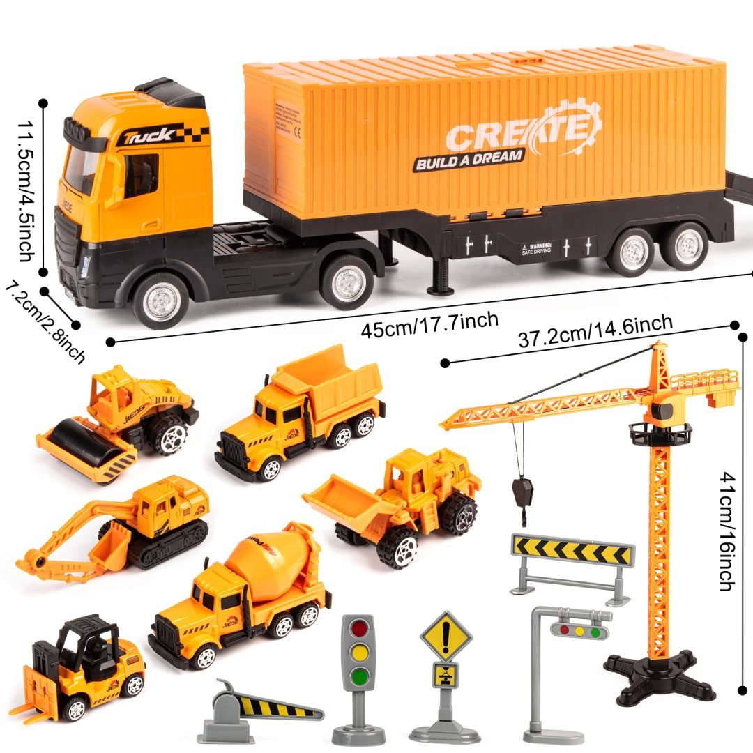 Construction Vehicles Toy, STEM Learning & Imaginative Play, Skill-Building, Safe for Ages 3+