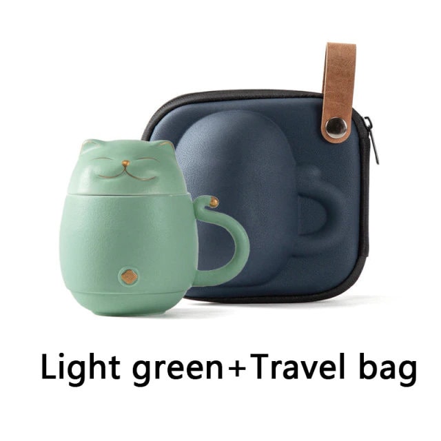 Adorable tasse à thé en céramique avec infuseur, motif chaton