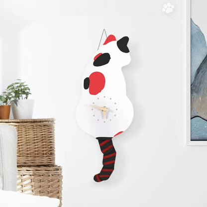 Cute Cat Wall Clock with Swinging Tail for Home Decor