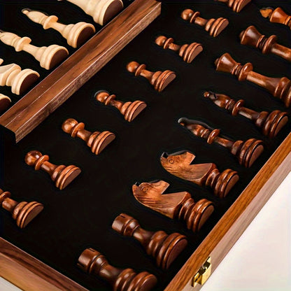 Compact Wooden Chess Board Set