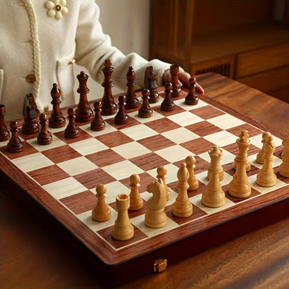 Compact Wooden Chess Board Set