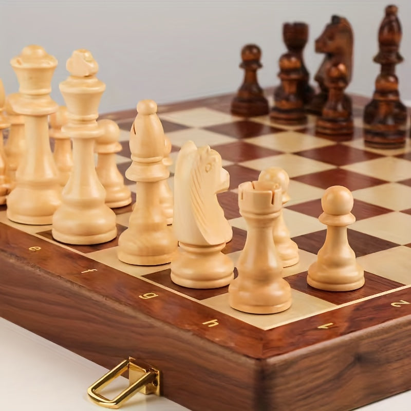Compact Wooden Chess Board Set