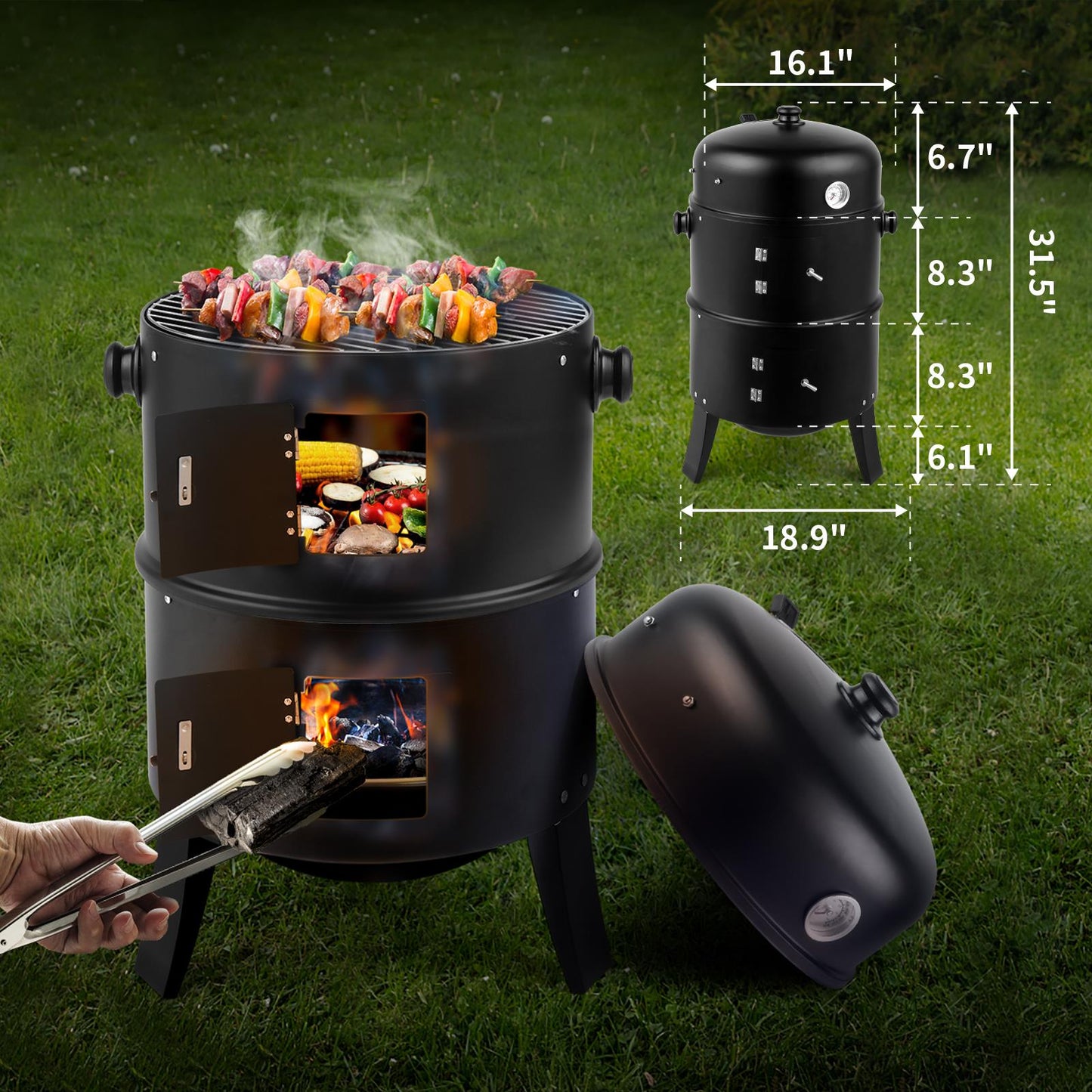 Outdoor Heavy Duty Coal BBQ Smoker Grill
