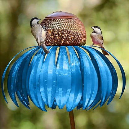 Mangeoire à oiseaux rustique en métal à motif floral
