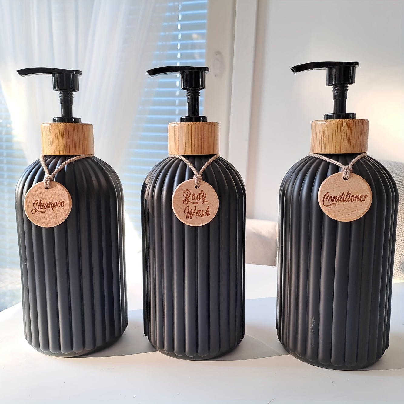 Reusable Shower Set with Pump Dispensers - 3 Piece Bathroom Kit - Halri