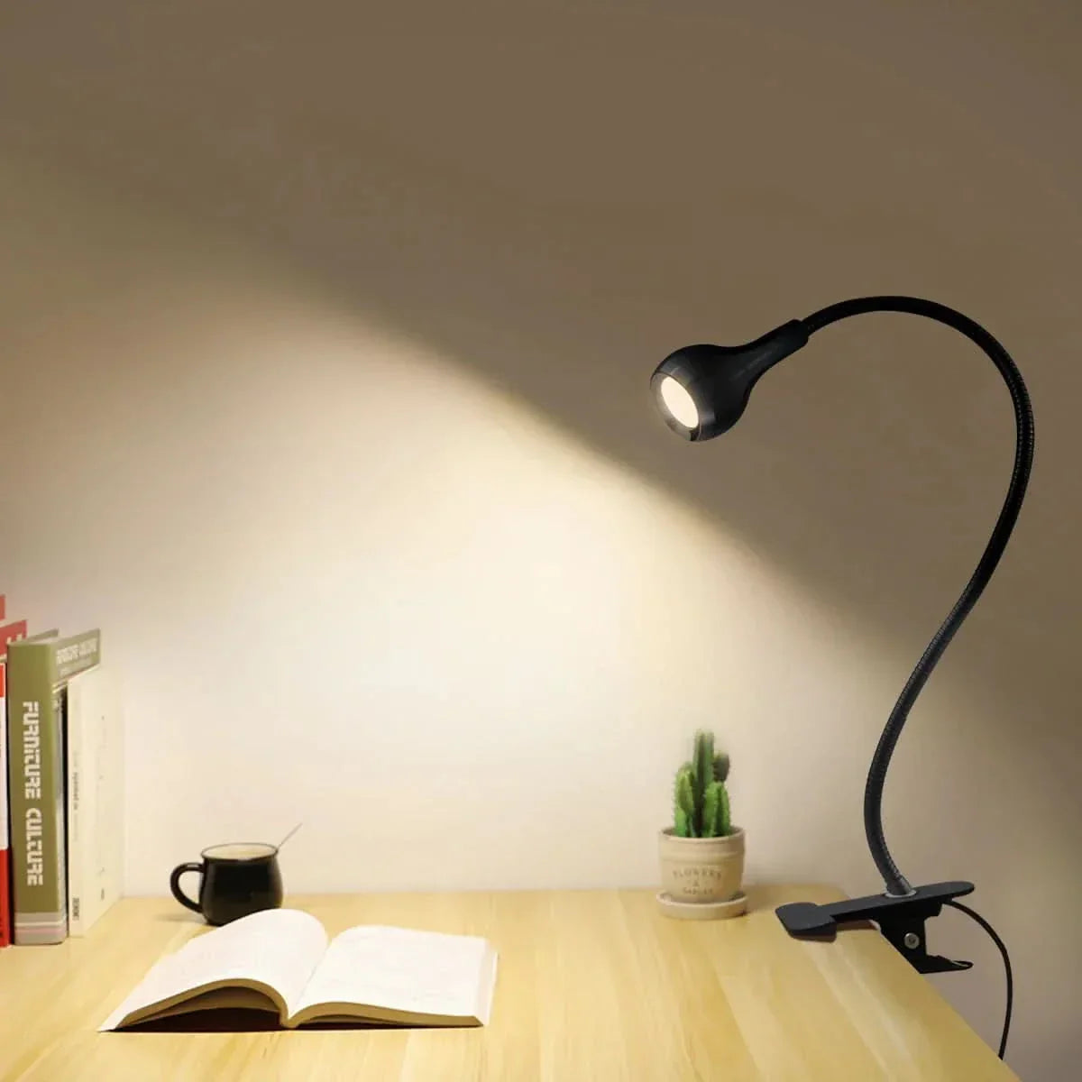 Lampe de lecture de bureau LED portable avec bras réglable