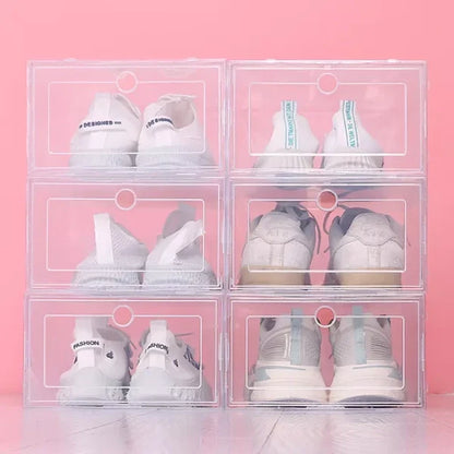 6 Pack Clear Stackable Shoe Storage Containers - Halri