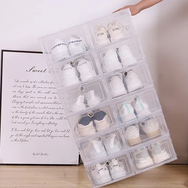 6 Pack Clear Stackable Shoe Storage Containers