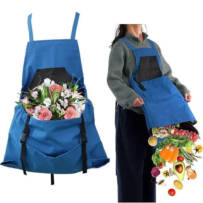 Tablier de jardin pratique avec bretelles croisées et grandes poches 