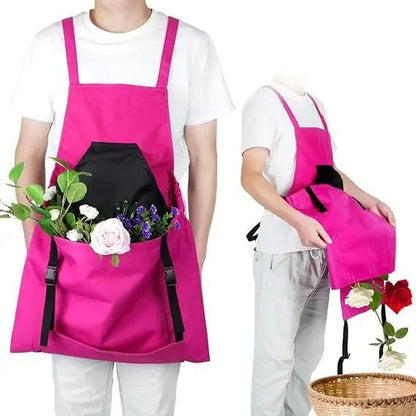 Tablier de jardin pratique avec bretelles croisées et grandes poches 