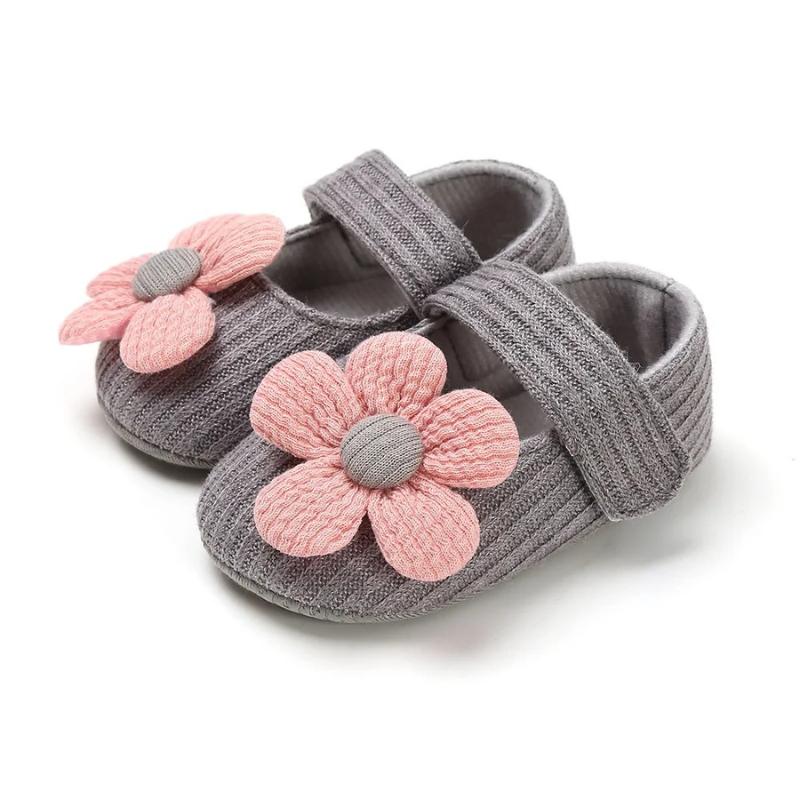 Chaussures premiers pas mignonnes à fleurs pour fille 