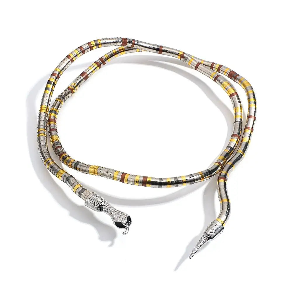Collier à double chaîne à motif reptile