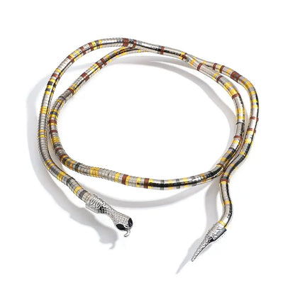 Collier à double chaîne à motif reptile
