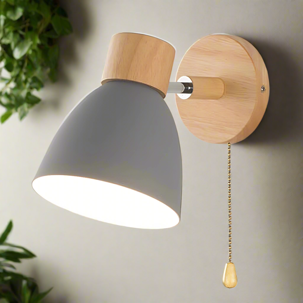 Rustic Farmhouse Wall Lamp with Cord Pull