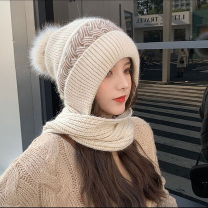 Ensemble écharpe et bonnet réversibles en laine chaude