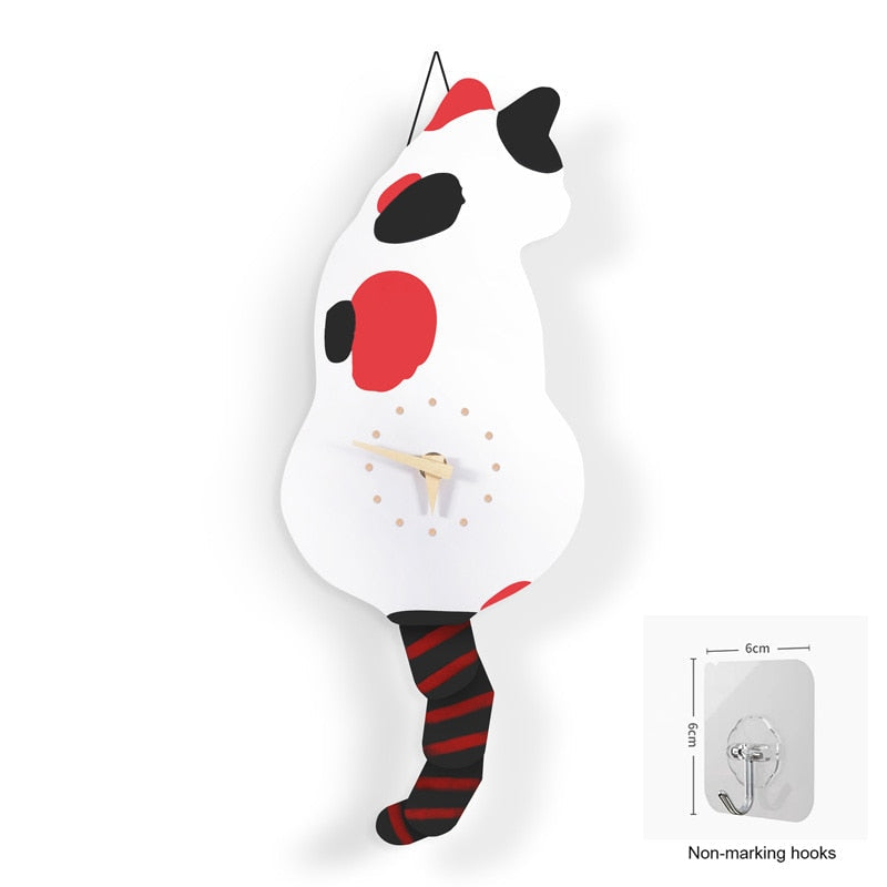 Horloge murale en bois amusante avec un chat