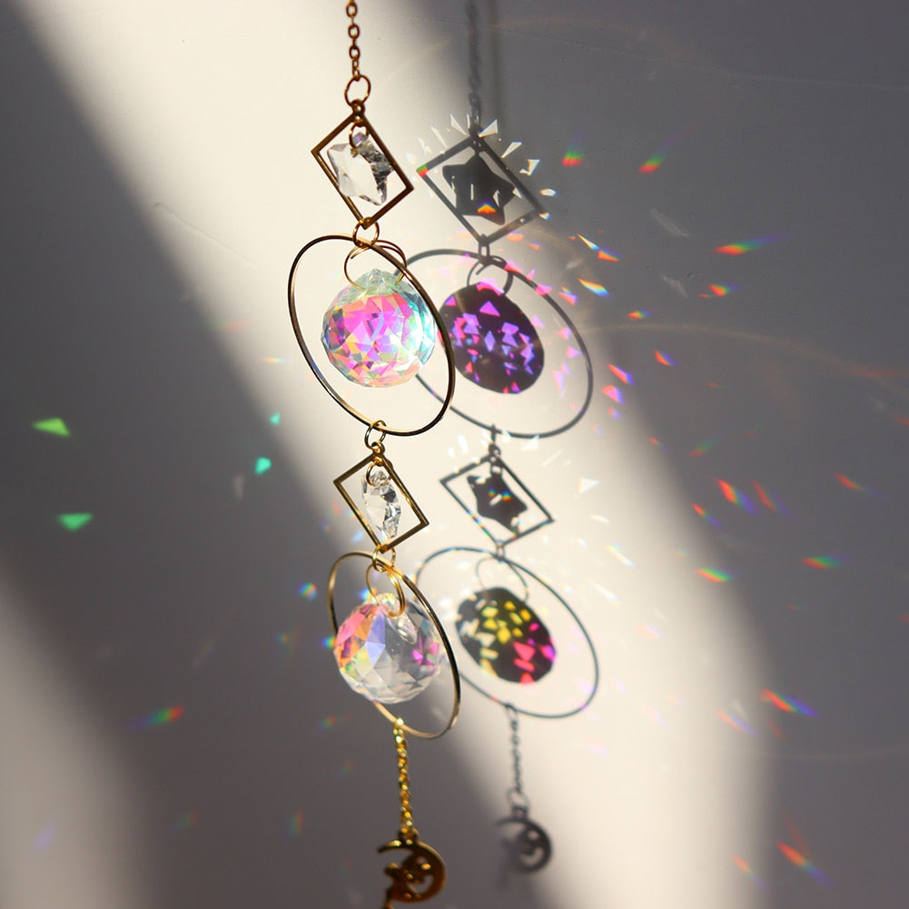 Magnifique carillon éolien en cristal avec décoration de lune 