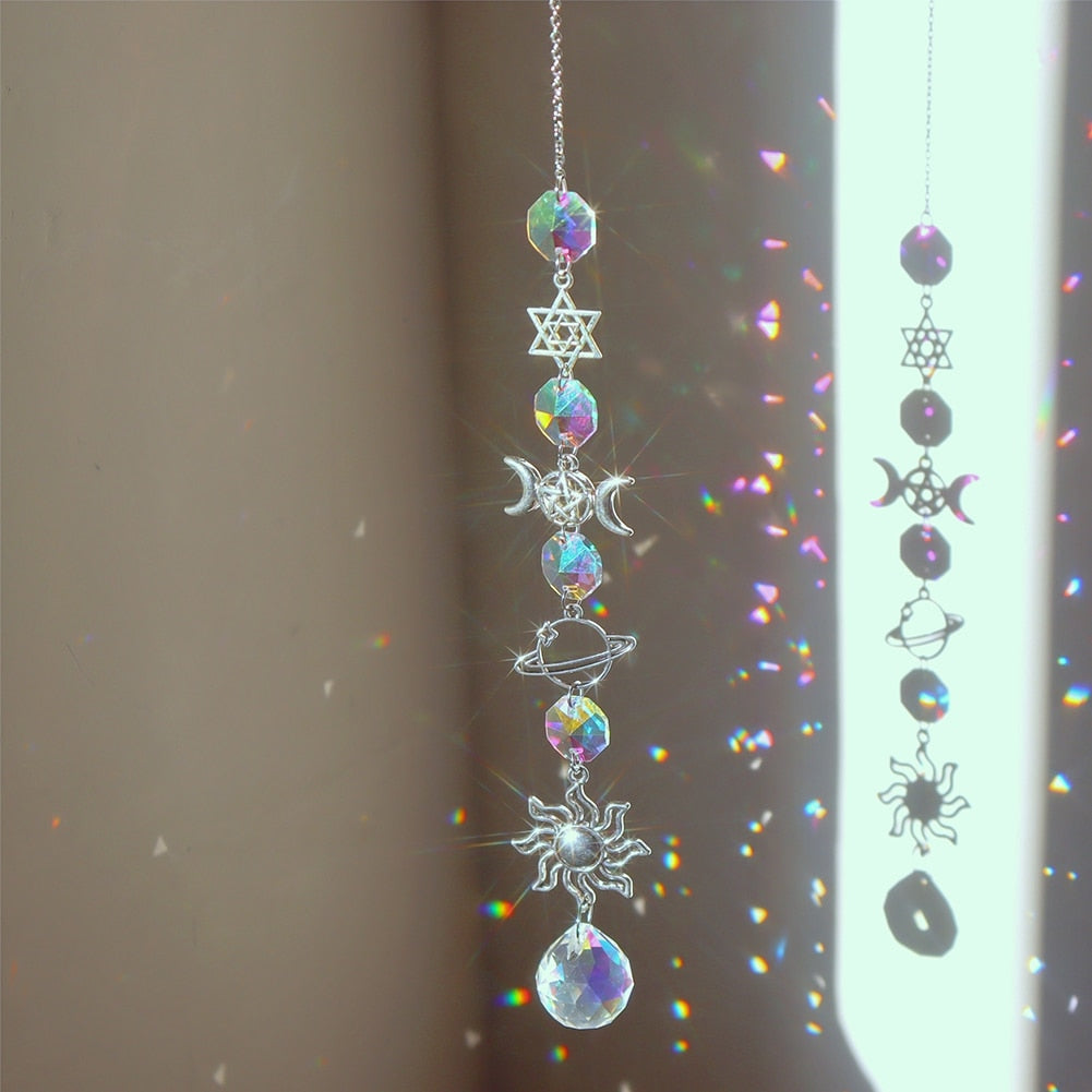 Beautiful Crystal Moon Wind Chime Catcher - Halri