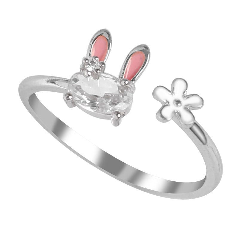 Bague lapin mignonne et scintillante