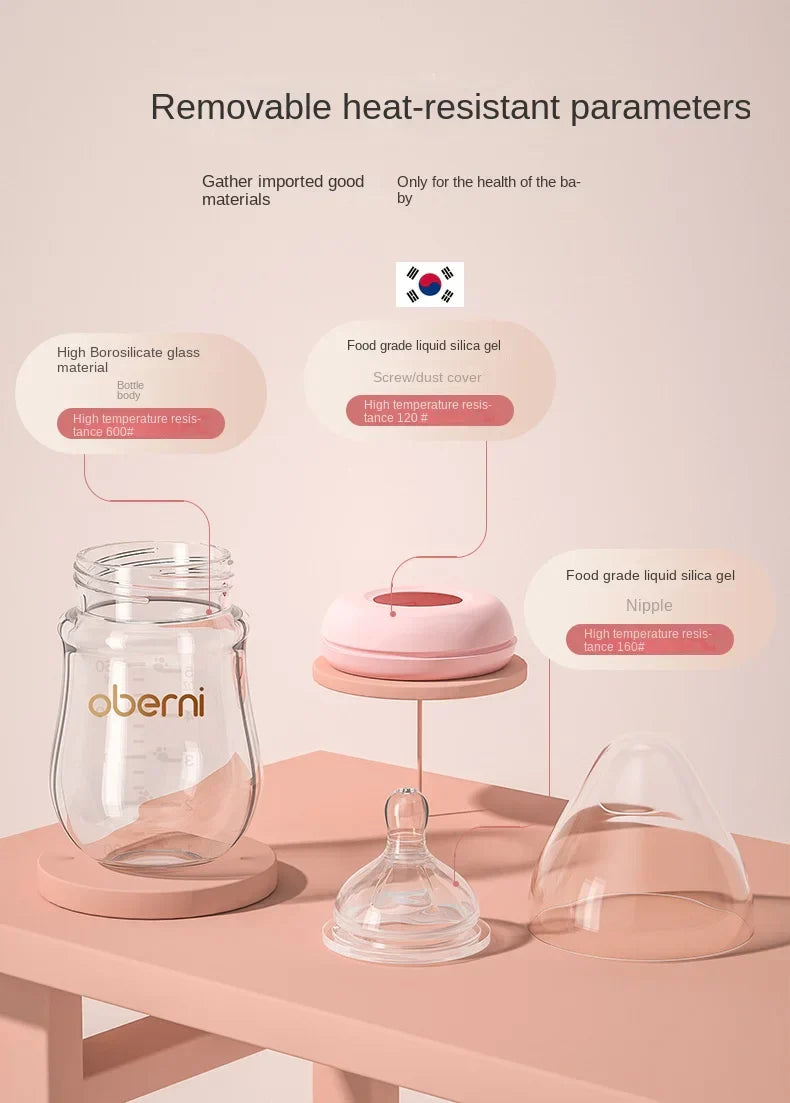 Gentle Baby Bottle with Silicone Nipple - Safe Anti Colic - Halri
