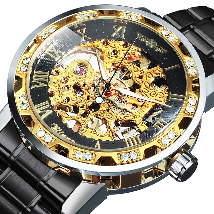 Montre squelette automatique audacieuse pour homme 
