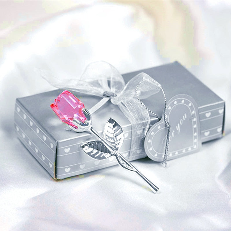 Magnifique rose en cristal dans un coffret cadeau