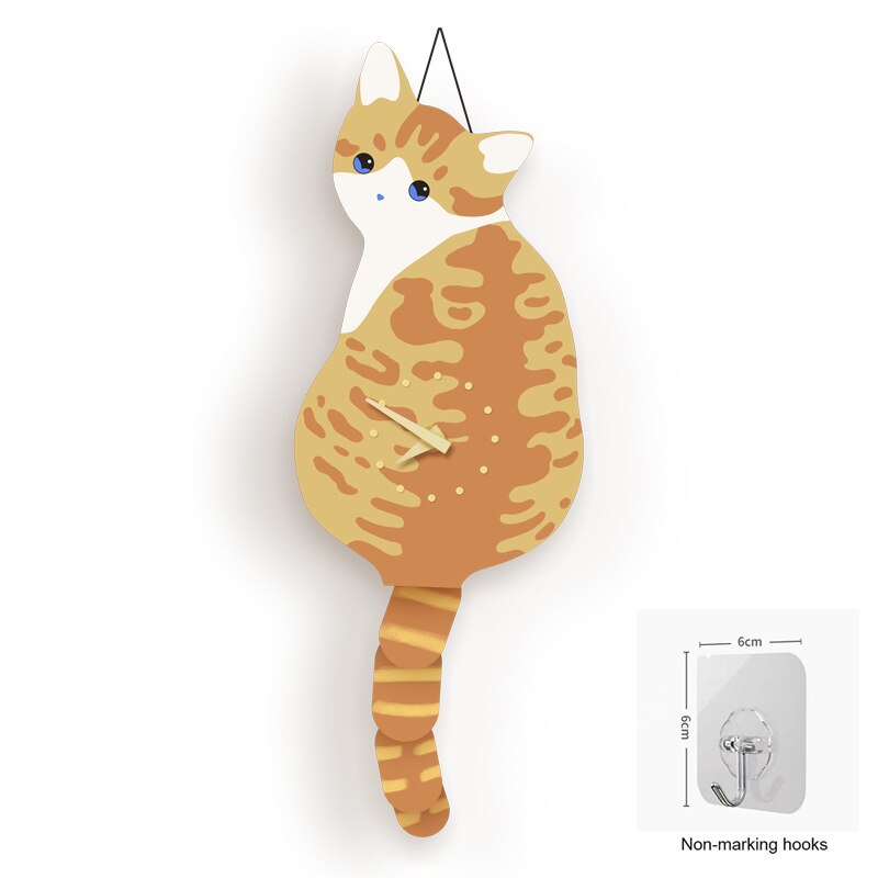 Horloge murale en bois amusante avec un chat