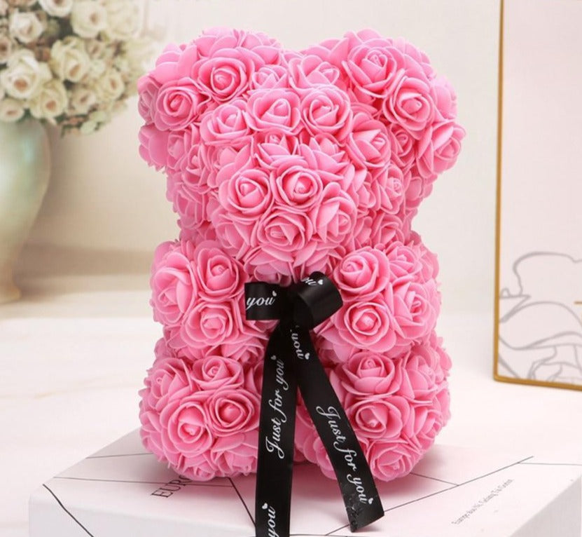 Magnifique ours en peluche fleuri