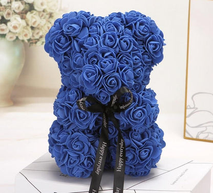 Magnifique ours en peluche fleuri