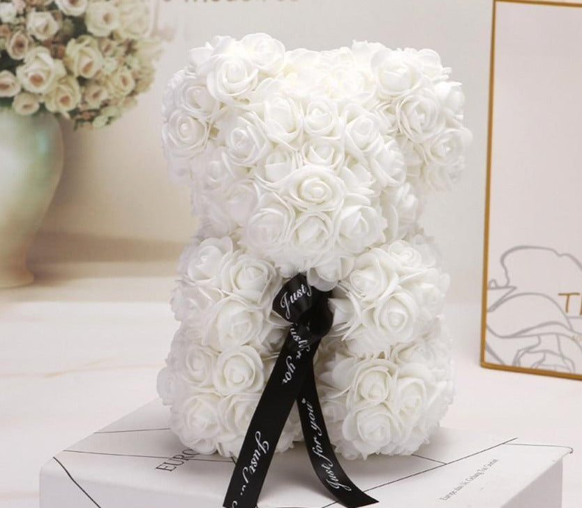 Magnifique ours en peluche fleuri