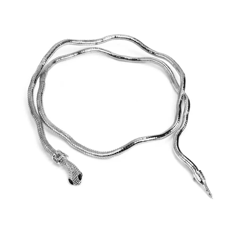 Collier à double chaîne à motif reptile