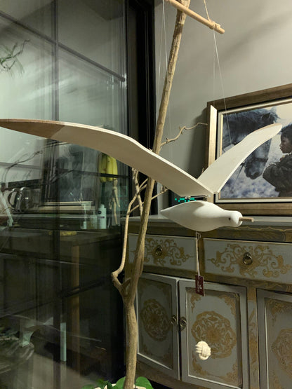 Beachy Wooden Seagull Decor Ornament