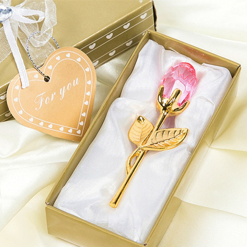 Magnifique rose en cristal dans un coffret cadeau
