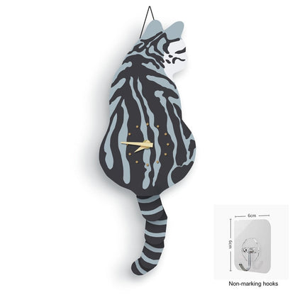 Horloge murale en bois amusante avec un chat