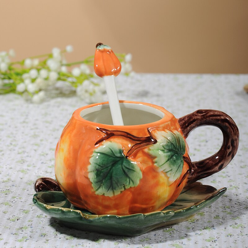 Colorful Fall Ceramic Pumpkin Coffee Mug Set - Halri