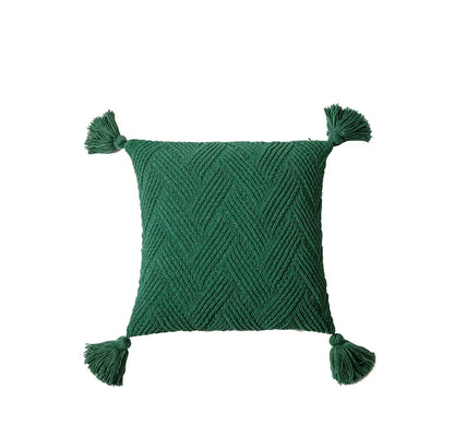 Housse de coussin douce et moelleuse avec pompons douillets