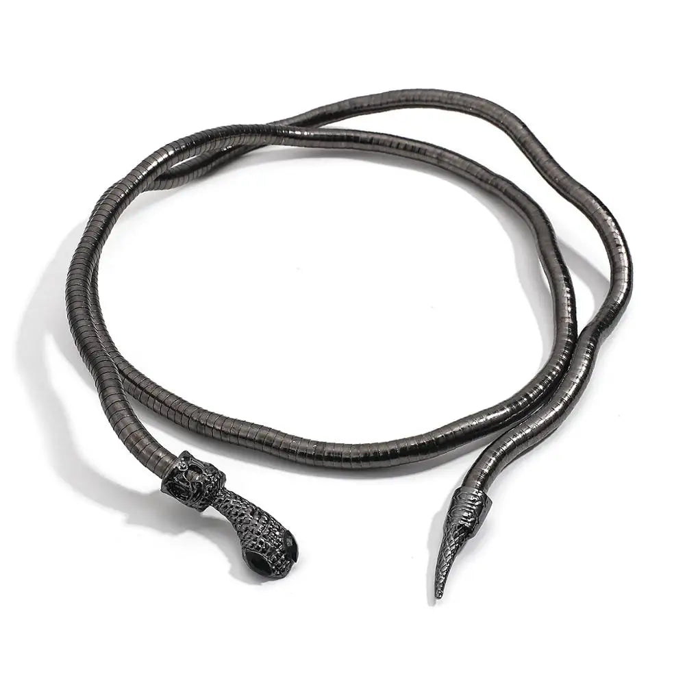 Collier à double chaîne à motif reptile
