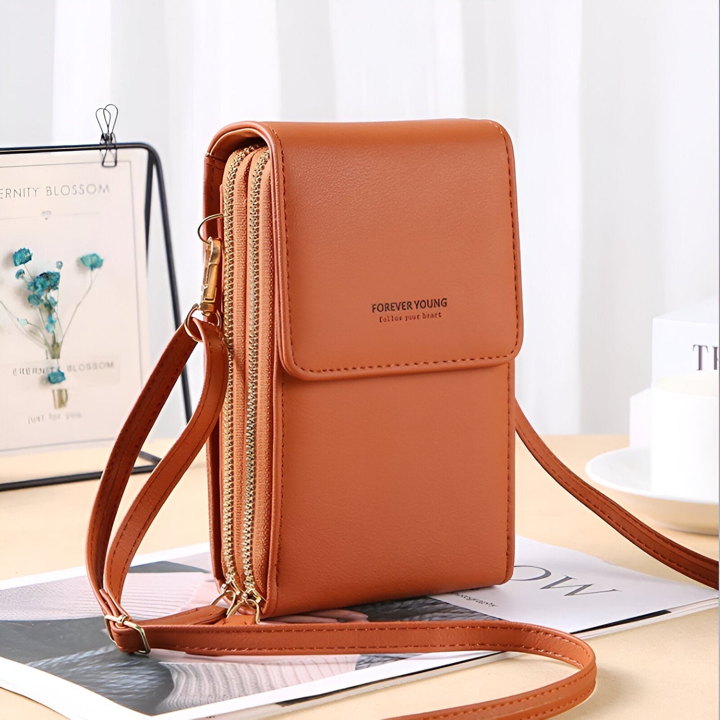 Sac bandoulière tendance pour téléphone et portefeuille
