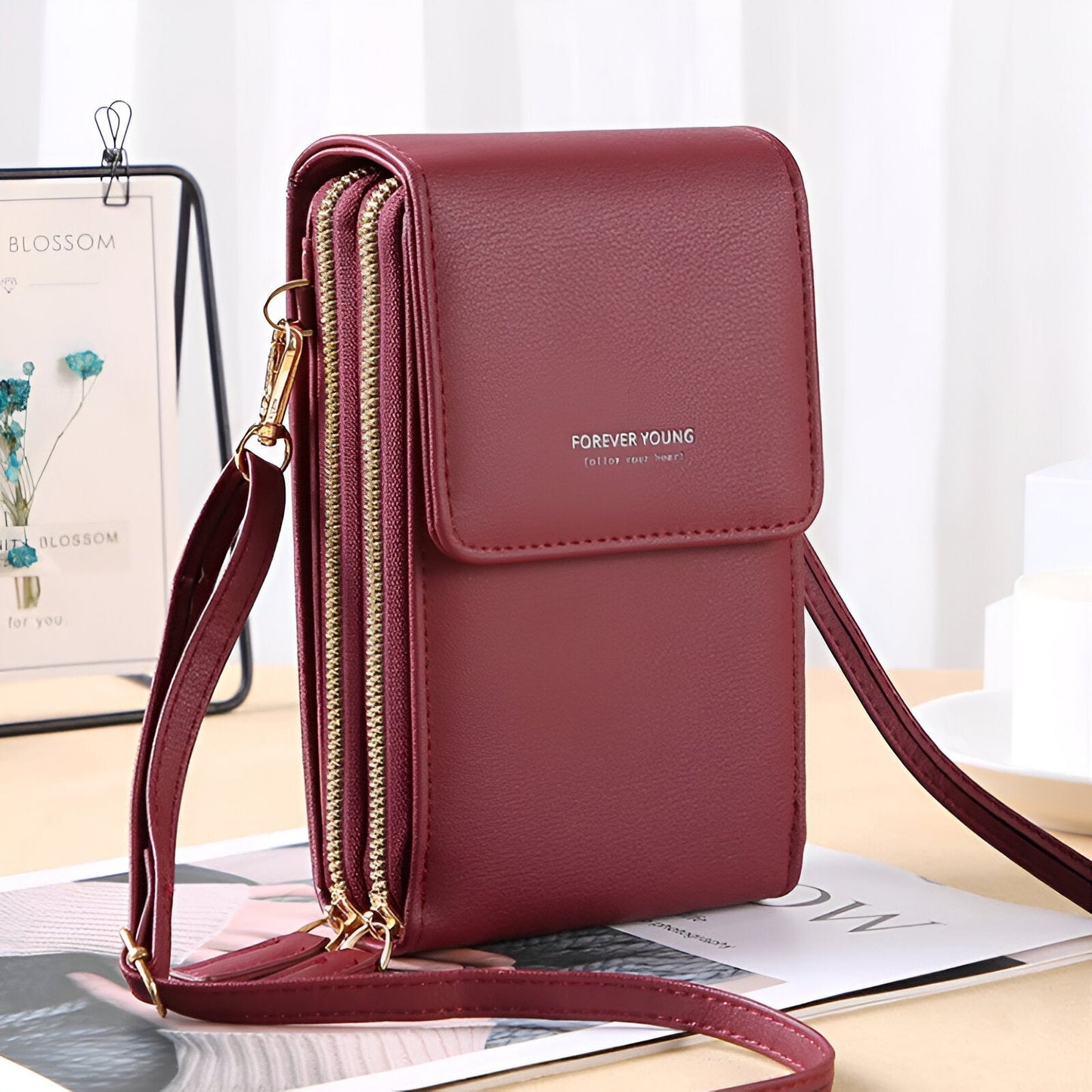 Sac bandoulière tendance pour téléphone et portefeuille