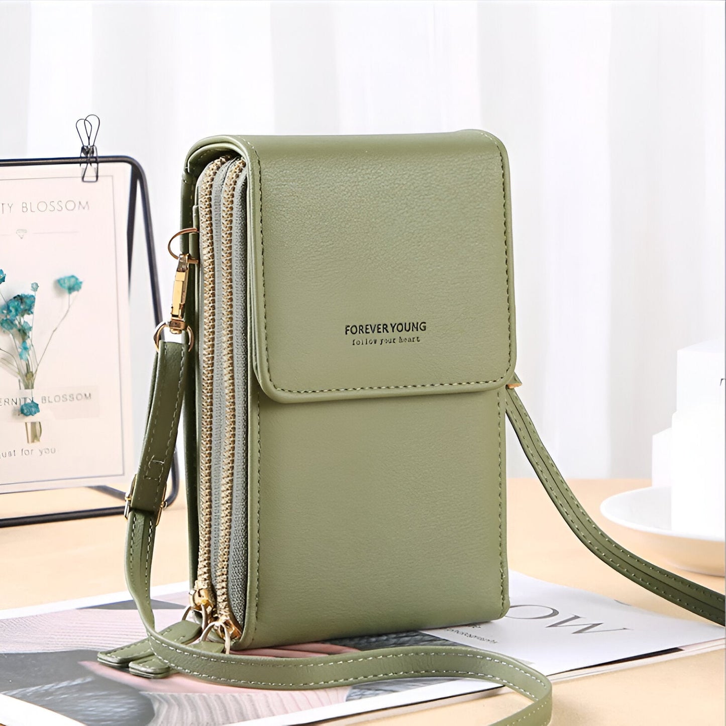 Sac bandoulière tendance pour téléphone et portefeuille