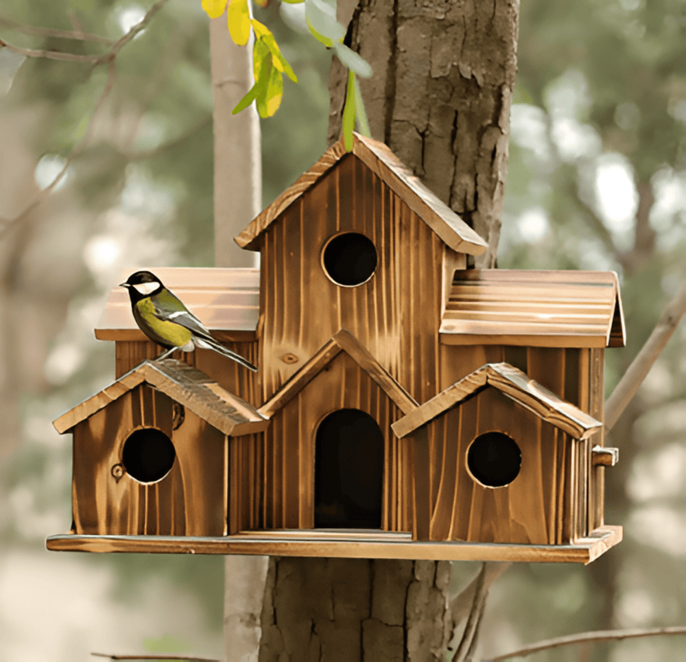 Rustic Wood Bird House Decor - Halri